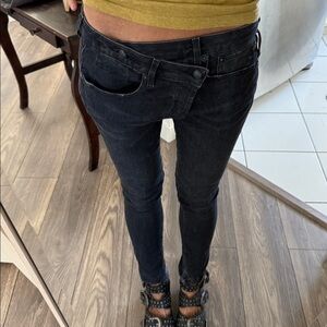 R13 cross over low waist skinny Black Women's Jeans size 25 rocker style grunge